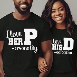 Funny couple Black Graphic T-Shirts